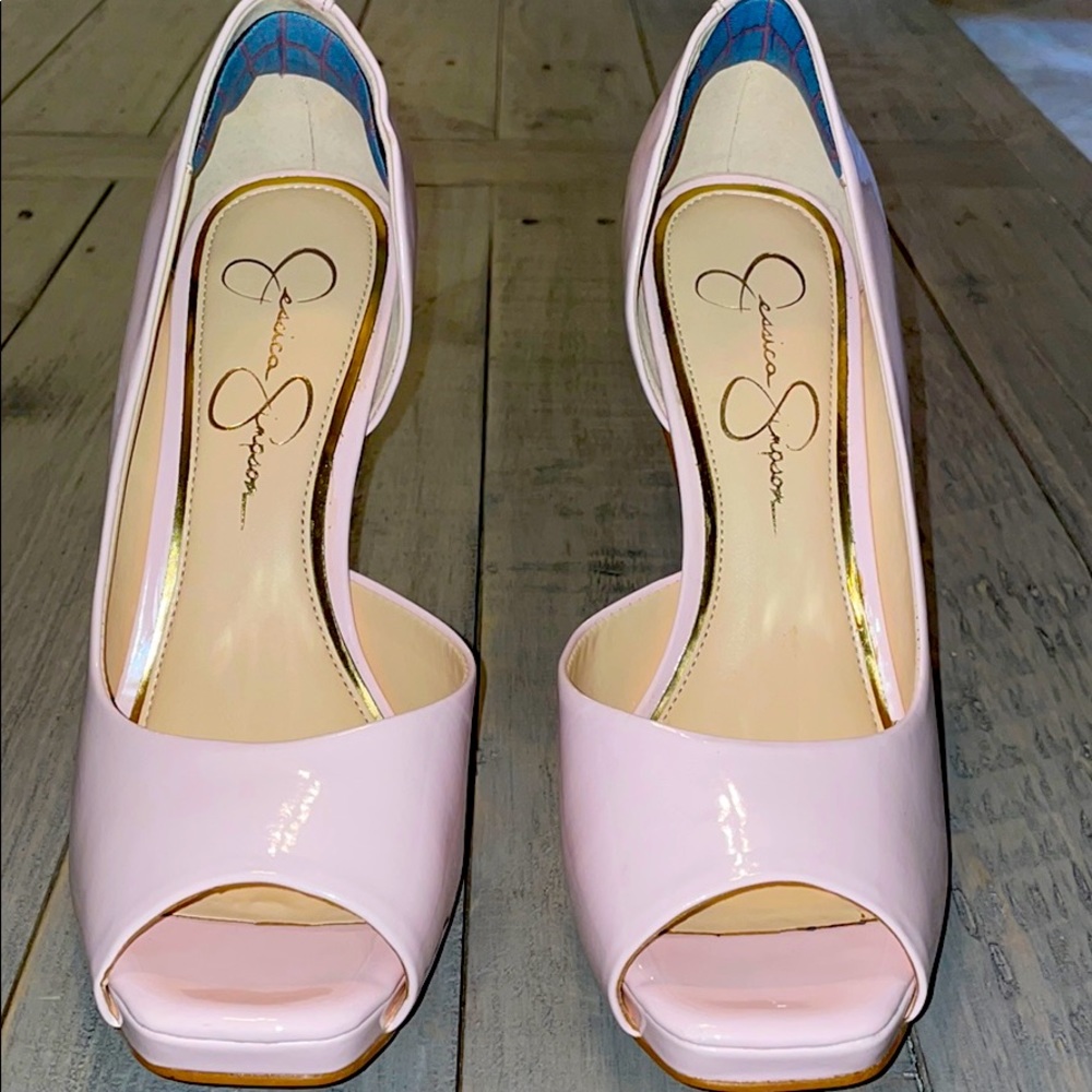 WHBM Pink Patent Leather Heel 4.5 Inch Heel